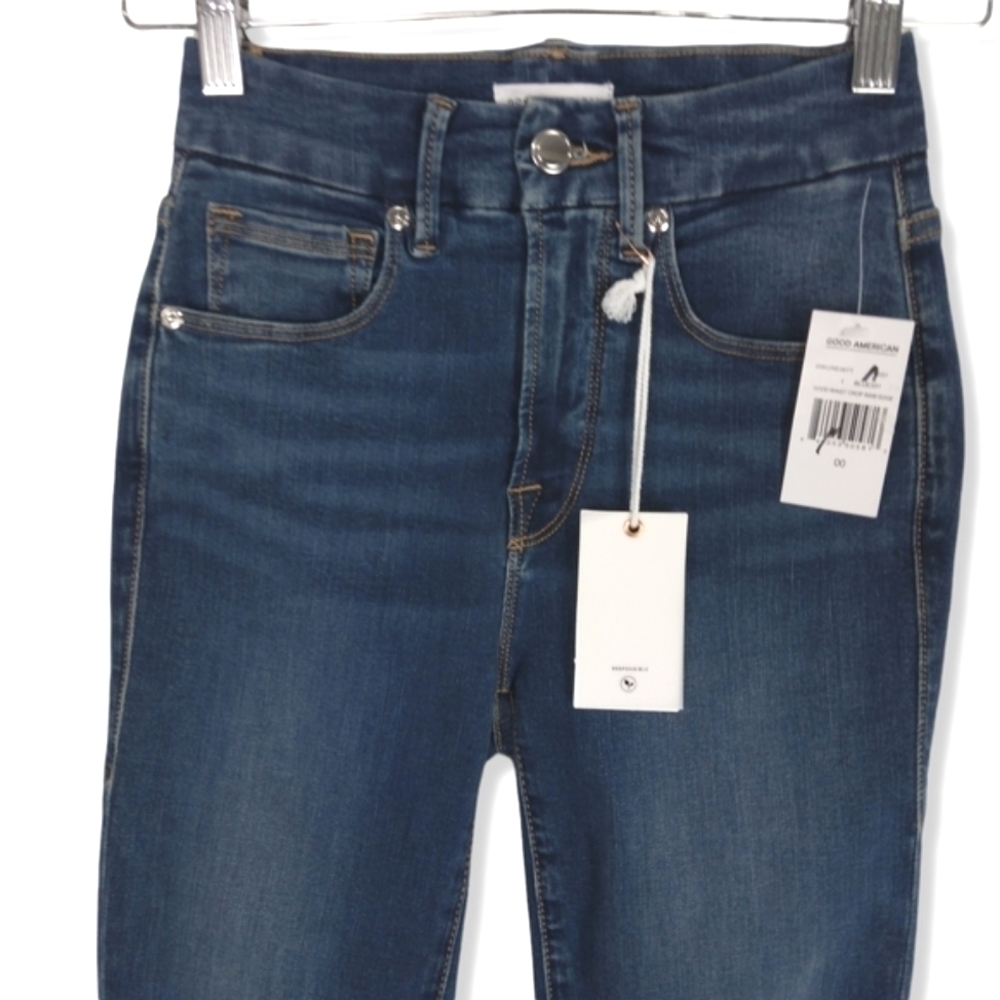 NWT Good American Good Waist Crop Raw Edge Jean Size 24 - Picture 3 of 11